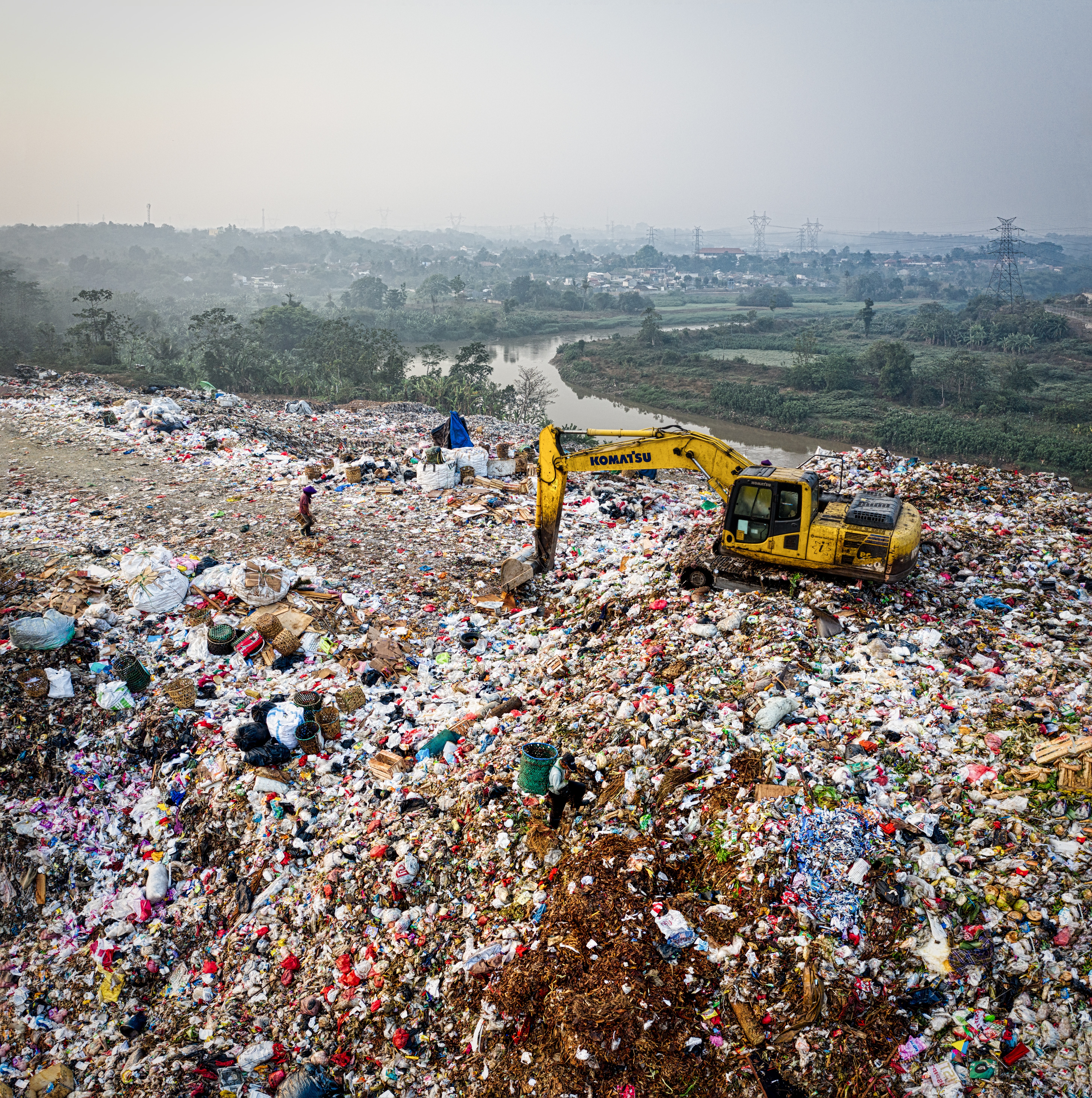 Garbage filled landfill.